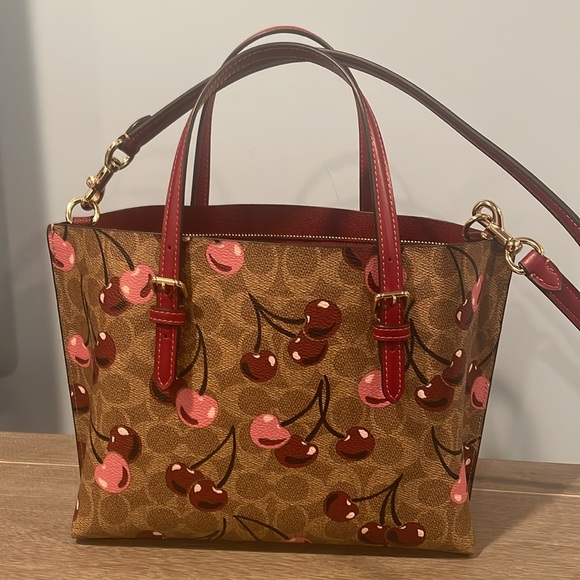 Coach Tan Mollie25 Tote with Cherry Print-CZ772 - Picture 2 of 8